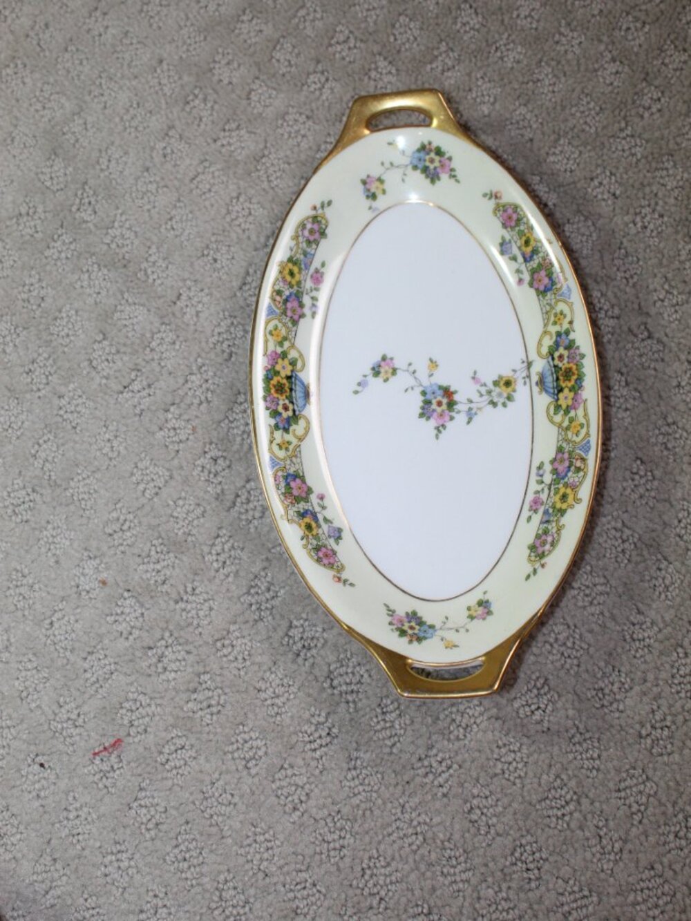 Thomas Bavaria Asturia Gold Trimmed Floral 10"x5.5" Handled Oval Serving Bowl